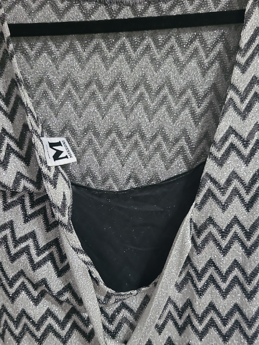 Missoni Black and Silver Chevron Knit Top